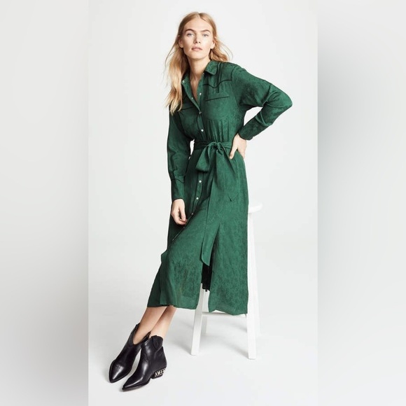 New! Veronica Beard Spur Western Silk Dress in Green 💚 size 8 NWT! - Picture 7 of 7